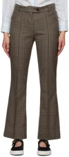 Ernest W Baker Brown Flared Trousers In Beige&brown Check