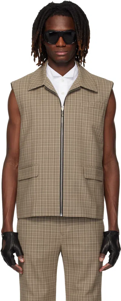 Ernest W Baker Brown Sleeveless Tailored Jacket Vest