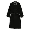 Ernest W Baker Leather-collared Belted Coat In Black