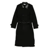 Ernest W Baker Leather-collared Belted Coat In Black