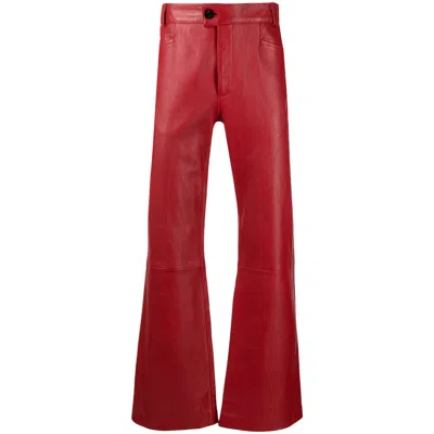 Ernest W Baker Flare-cut Coated-cotton Trousers In Red