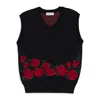 Ernest W Baker Floral Black Sweater Vests In Black
