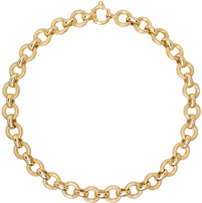 Ernest W Baker Gold Large Engraved Chain Necklace In Gold Plated Silver