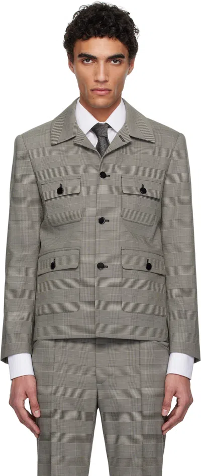 Ernest W Baker Gray Cropped Jacket In Grey Check