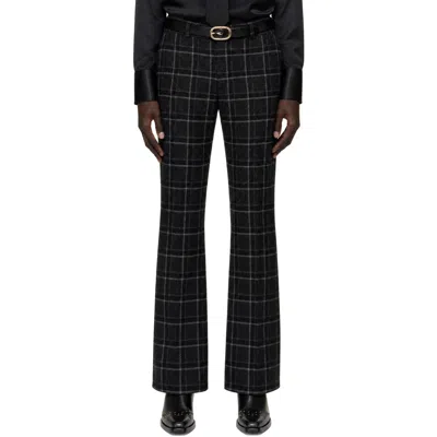 Ernest W Baker Gray Loose Fit Flare Trousers In Grey Check