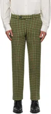 Ernest W Baker Green & Beige Loose Fit Flare Trousers In Green
