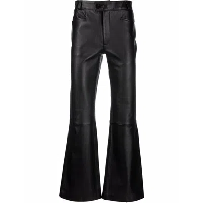 Ernest W Baker Leather Flare-leg Trousers In Black