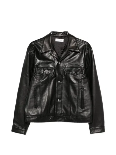 Ernest W Baker Multiple-pockets Buttoned Leather Jacket In Black