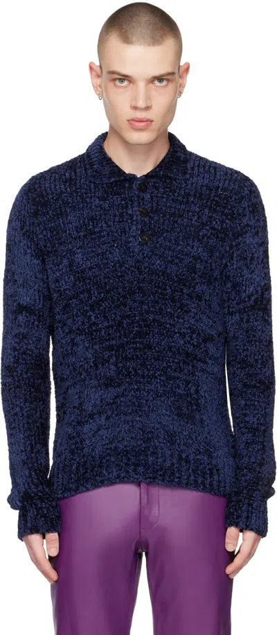Ernest W Baker Navy Three-button Polo In Navy Blue
