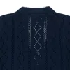 Ernest W Baker Open Knit Navy Cardigan In Blue
