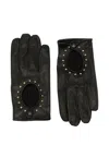 Ernest W Baker Perforated Studded Leather Gloves In Black