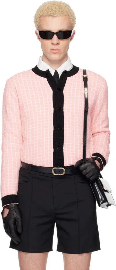 Ernest W Baker Pink & White Check Boucle Cardigan