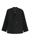 Ernest W Baker Pinstripe Double-breasted Blazer In Black