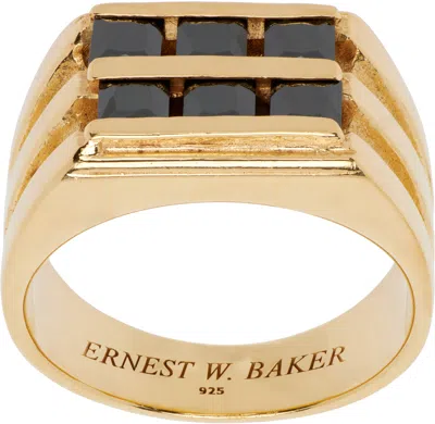 Ernest W Baker Quilted Stone Ring In Gold