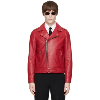 Ernest W Baker Red Perfecto Leather Jacket In Red Leather