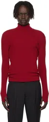 Ernest W Baker Red Ribbed Turtleneck In Red
