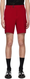 Ernest W Baker Red Zip-fly Cargo Shorts In Red