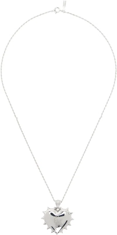 Ernest W Baker Silver Studded Heart Necklace