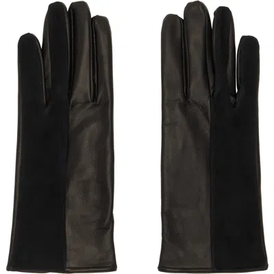 Ernest W Baker Ssense Exclusive Black Half Suede & Leather Gloves In Black Suede & Black