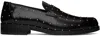 Ernest W Baker Ssense Exclusive Black Studded Leather Loafers In Black W/ Gold Studs
