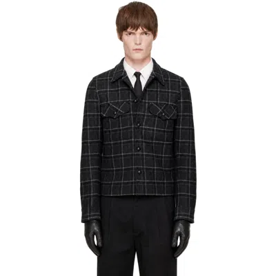 Ernest W Baker Ssense Exclusive Gray Check Overshirt In Black
