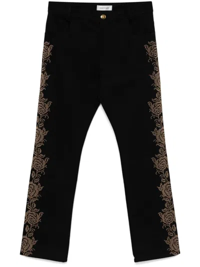 Ernest W Baker Black Rose Studded Jeans