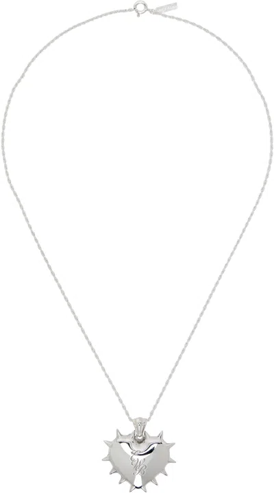 Ernest W Baker Studded Heart Necklace In Metallic