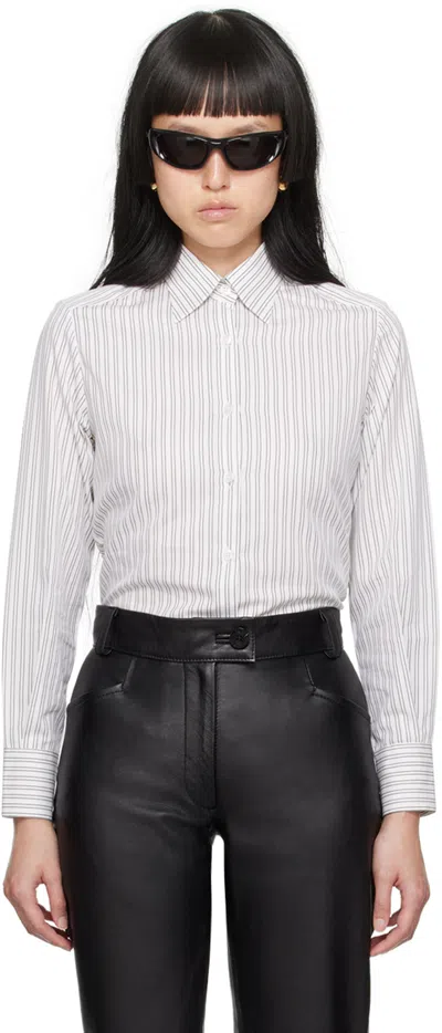 Ernest W Baker White Classic Shirt In White Pin Stripe