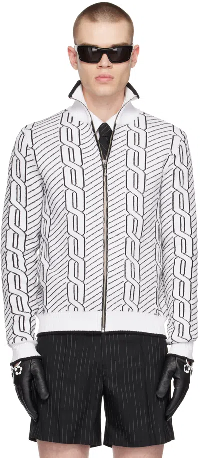 Ernest W Baker White Jacquard Sweater