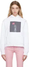 Ernest W Baker White Rose Hoodie In White W/ Black Rose