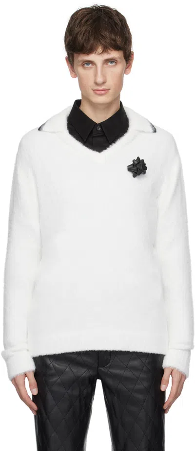 Ernest W Baker White V-neck Polo