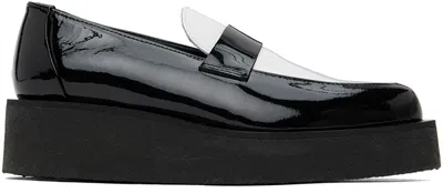 Ernest W Baker Black & White Creeper Loafers In Black & White Patent