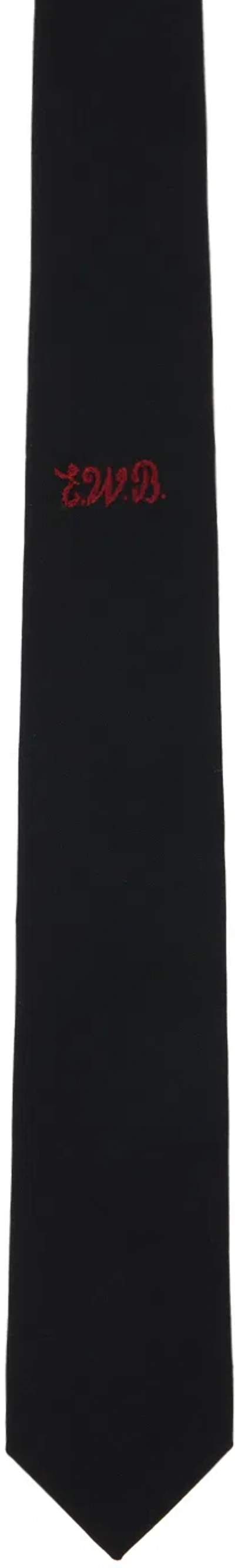 Ernest W. Baker Black 'ewb' Embroidered Tie