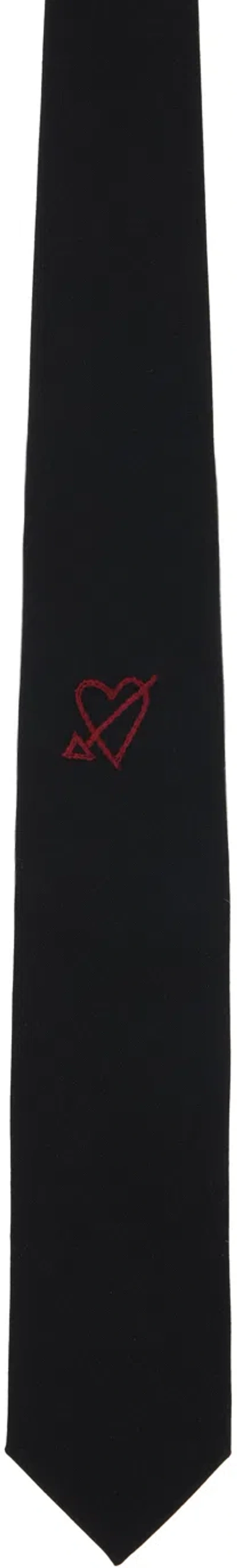 Ernest W Baker Black Heart Embroidered Tie