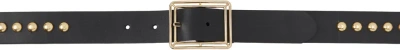 Ernest W. Baker Black Large Studs Gold Buckle Belt In Black W/ Gold Studs