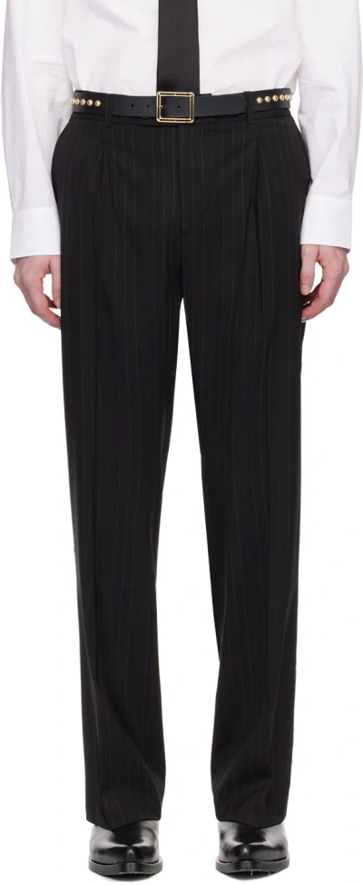 Ernest W. Baker Black Pinstripe Trousers In 80's Pin Stripe