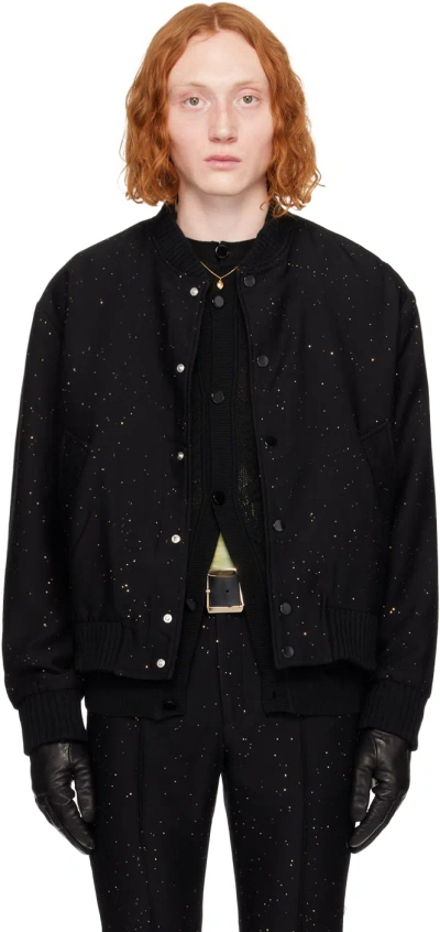 Ernest W. Baker Black Sequin Bomber Jacket