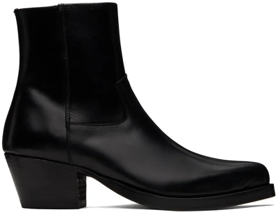 Ernest W Baker Black Western Boots In Black Leather