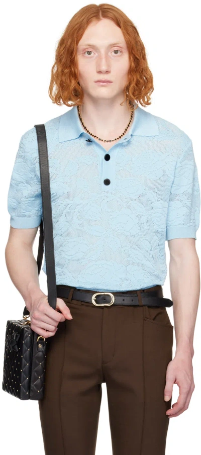 Ernest W. Baker Blue Floral Polo In Light Blue