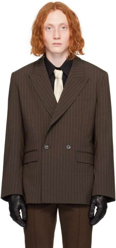 Ernest W Baker Brown Pinstripe Blazer In Brown Stripe