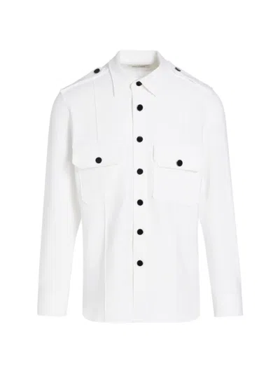 Ernest W Baker Men's Pocket Button-front Overshirt In White