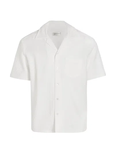 Ernest W Baker Men's Wool-blend Bouclé Bowling Shirt In White Boucle