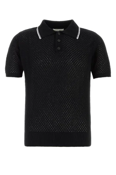 Ernest W.baker Black Cotton Blend Polo Shirt