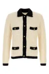 Ernest W.baker White Stretch Crochet Cardigan In Neutral