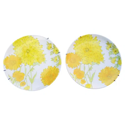 Pre-owned Ernestine Pair Of Plates Produced By  Salerno In Sand
