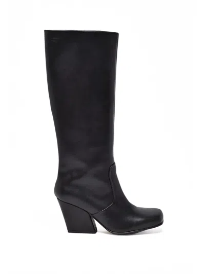 Ernesto Dolani Black Leather Block-heel Boots