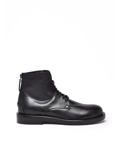 Ernesto Dolani Black Leather Zip Ankle Boots