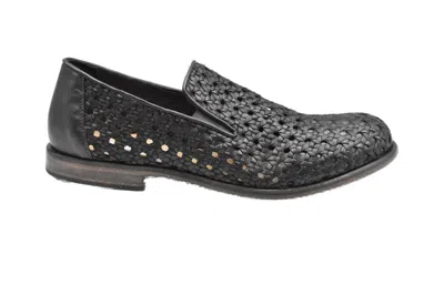 Ernesto Dolani Perforated Brown Low-cut Moccasin Shoes In Black