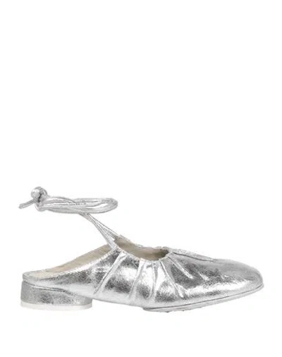 Ernesto Dolani Woman Ballet Flats Silver Size 8 Leather