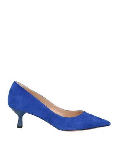 Ernesto Esposito Woman Pumps Bright Blue Size 7.5 Leather
